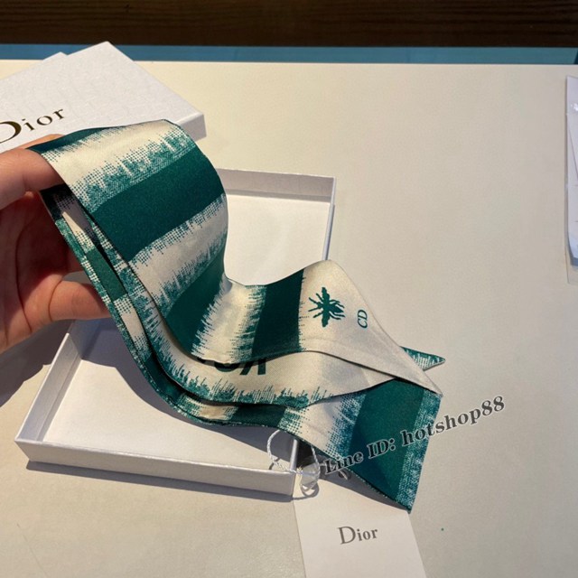 Dior專櫃新款迪奧雙面斜紋真絲束發帶飄帶款可當小圍巾綁頭髮綁手袋 mmyj1647